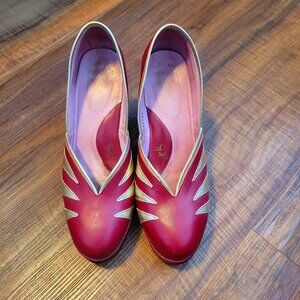 Vintage Fluevog Red and Gold Platforms - Size 9